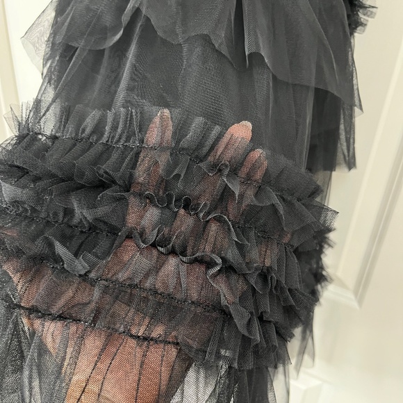 Black Layered Tulle Ruffle Midi Skirt – One Size - Picture 3 of 11